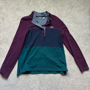 L.L. Bean Maroon and Gray Quarter-Zip Pullover Men size Medium
